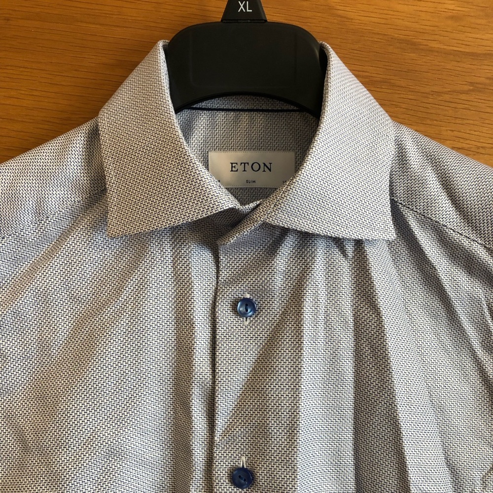 Eton Blue and White Dress Shirt
